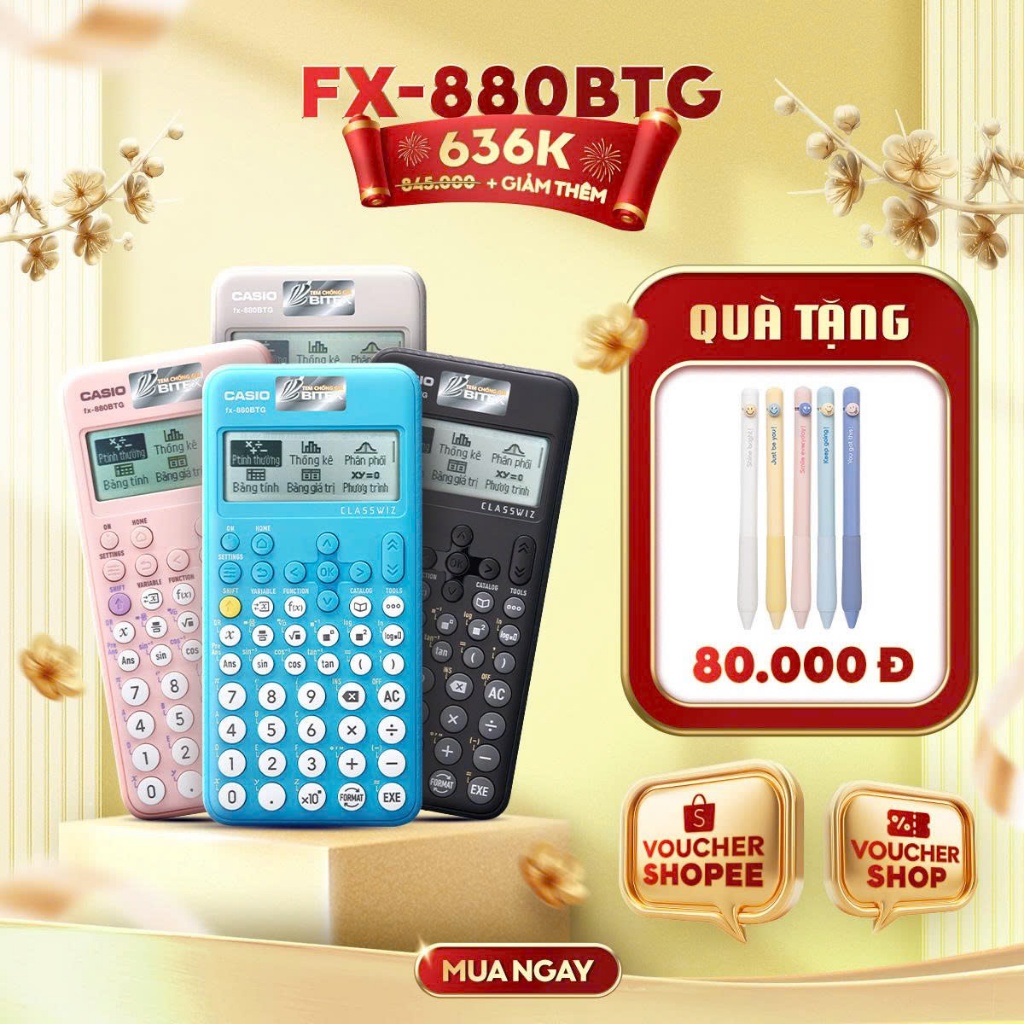 [Độc Quyền Online] Máy Tính Học Sinh Casio FX-880BTG Chính Hãng