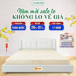  Nệm cao su thiên nhiên nguyên khối white - Nệm Sơn - Loại 10cm - Đầy đủ kích thước 