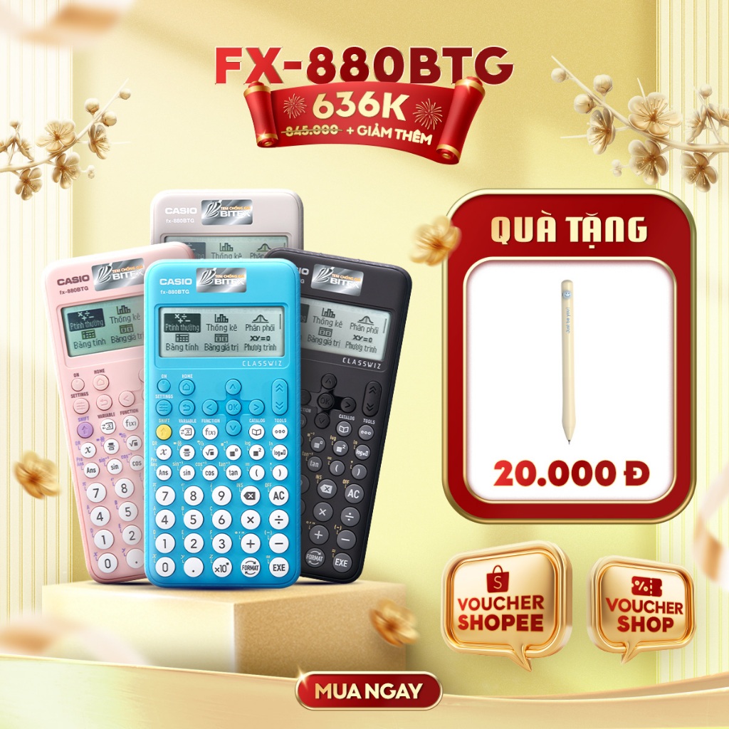 Máy Tính Khoa Học Casio FX-880BTG Dành Cho Học Sinh Từ Lớp 6 Tới Lớp 12