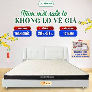  Nệm Cao Su Thiên Nhiên nguyên khối 10cm - Nệm Sơn - Bản Cải Tiến Vải Gấm Cao Cấp 