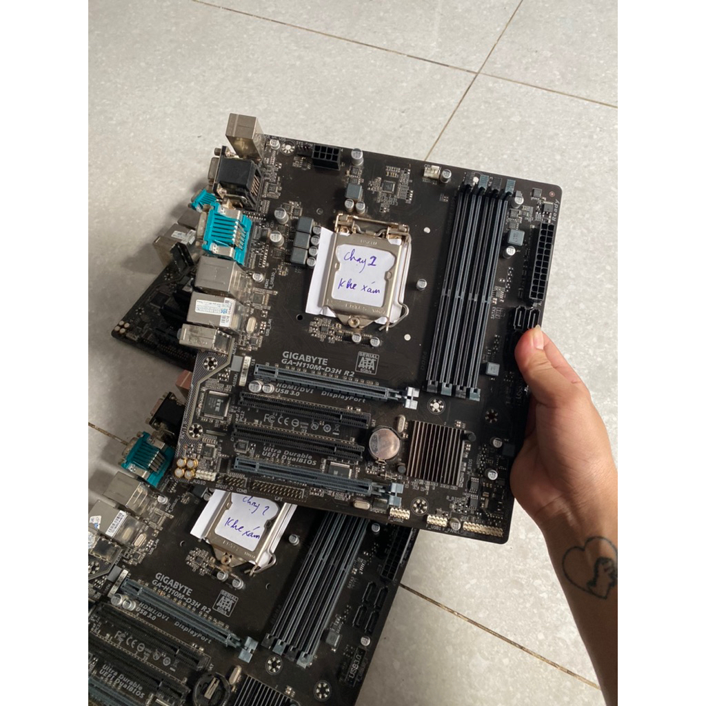 Main H110 Gigabyte 4 Khe Ram socket 1151 hàng nguyên zin (chạy 2 khe ram xám)