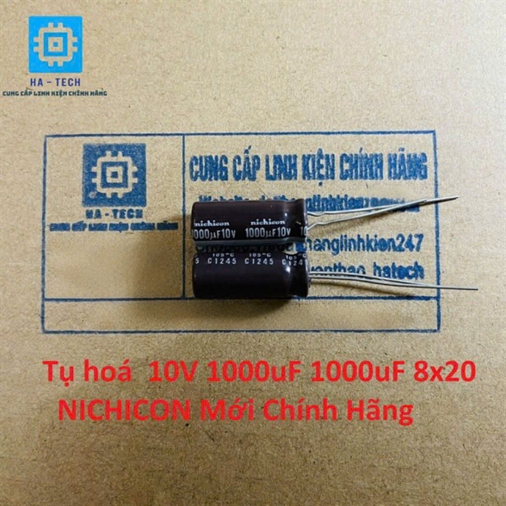 Túi 30 chiếc Tụ hoá 10V 1000uF 1000uf 8x20 Nichicon Chính hãng mới 100%