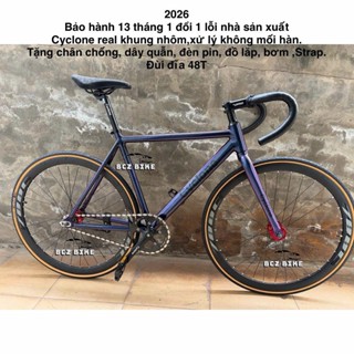  xe đạp fixed gear 2026 cyclone khung nhôm hàng real: khung càng xử lý không mối hàn. tặng nhiều đồ 