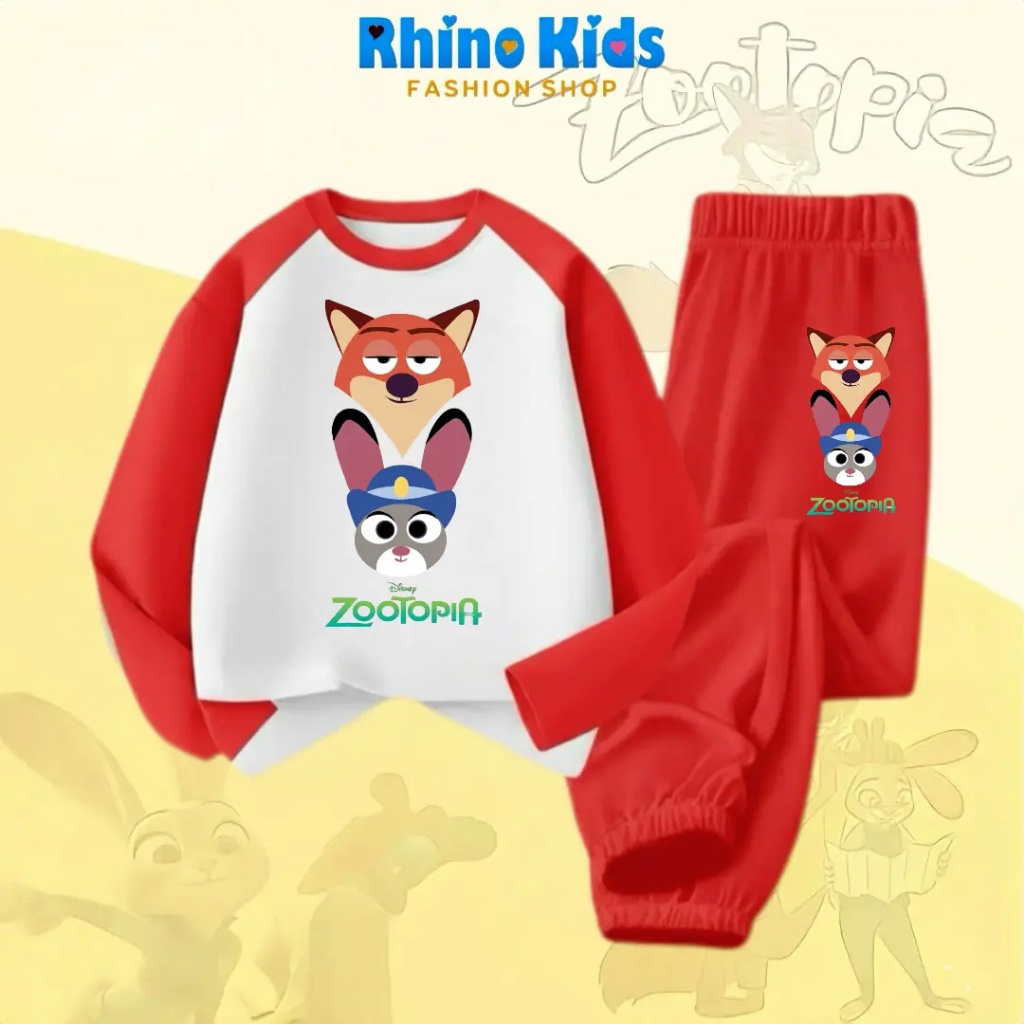 RHINO KIDS FASHION SHOP _ Bộ đồ dài tay bé trai,gái chất liệu cotton 4 chiều sản xuất Việt Nam DZ306