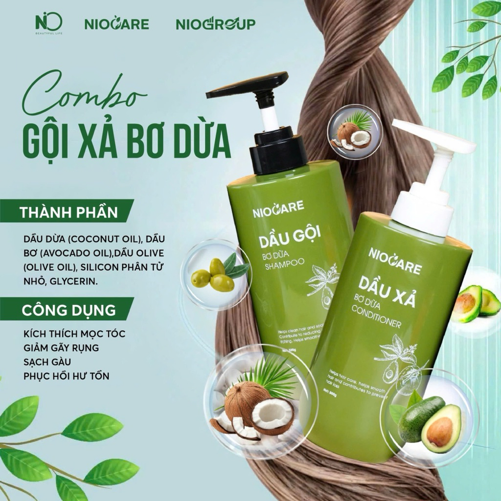 DẦU GỘI XẢ BƠ DỪA NIOCARE