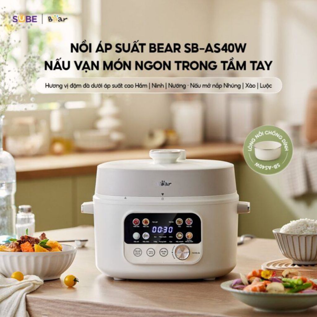 Nồi áp suất Bear 4L SB-AS40W (Bản Quốc Tế)- Bear Gia Dụng