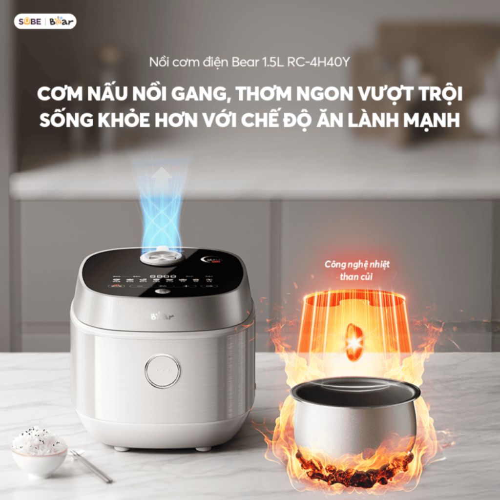 Nồi cơm điện Bear 1.5L RC-4H40Y (Bản Quốc Tế)- Bear Gia Dụng