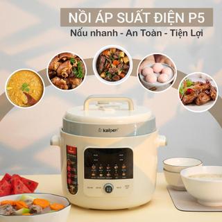 Nồi áp suất điện lòng nồi Inox 304 Nồi hầm Kalpen P5 dung tích 6L có van xả độc lập
