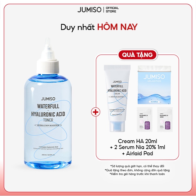   Deal 1+1 - Bấm chọn Deal 1+1  Nước hoa hồng  Toner  cấp ẩm JUMISO Waterfull Hyaluronic Acid 250ml 
