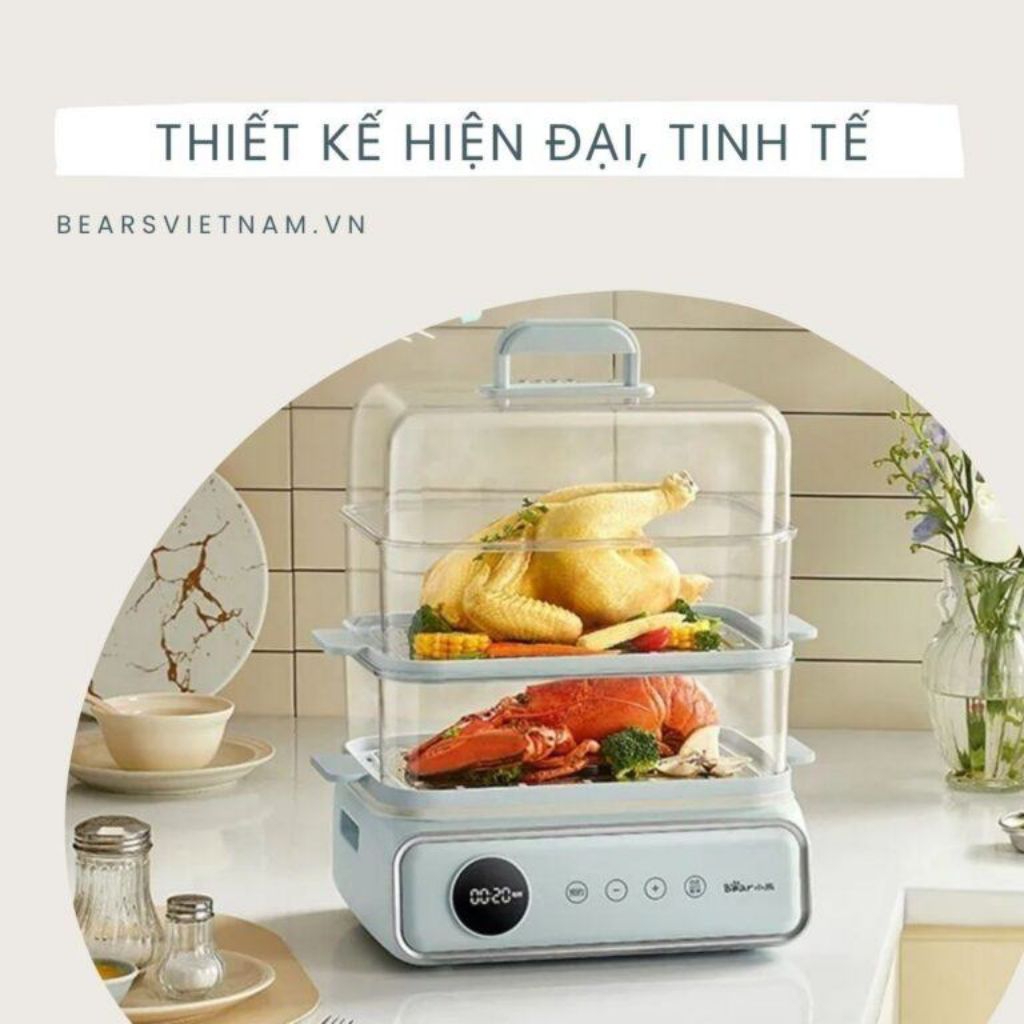 Nồi hấp Bear 4 tầng đa năng 21.5L DZG-P20W7 (Bản Quốc Tế )- Bear Gia Dụng