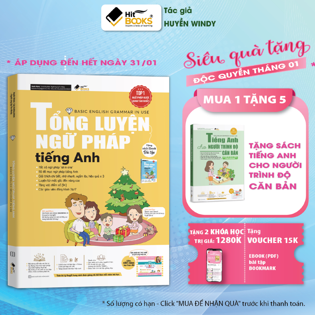 Sách Tổng Luyện Ngữ Pháp Tiếng Anh KÈM KHOÁ HỌC HITBOOKS (Combo/ Lẻ)