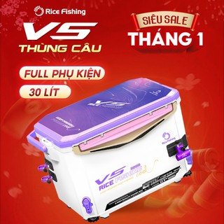  Thùng câu đài V5 Rice Fishing chân địa hình dung tích 30L phiên bản mới KK-62 