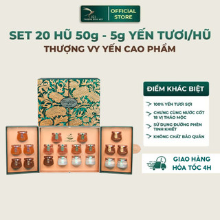   Hoả Tốc HN  Set 20 Hũ Yến Sào Chưng Công Nghệ Cao 50G - 5G Yến Sợi Thật CiCi Thượng Đỉnh Yến - Set Quà Yến Biếu Tặng 