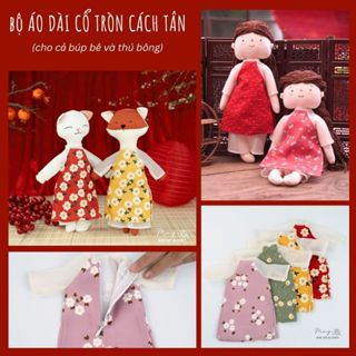  Set áo dài cách tân cổ tròn cho thú bông vải búp bê vải Tiệm tạp hoá Nhà May 