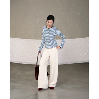   Hỏa tốc HCM  Áo cardigan nữ kẻ sọc tay dài cổ tròn Elin Cardigan – Sibling House 