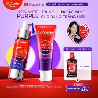   Livestream  Bộ Kem đánh răng & Serum Colgate trắng răng Optic White Purple x IU - Trung hòa sắc vàng cho răng 
