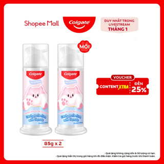   Livestream  Bộ 2 kem đánh răng Colgate cho bé Fluffy hương dâu dạng nhấn dễ sử dụng 85g 