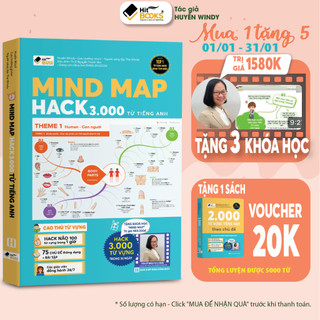 Sách - MIND MAP Hack 3000 Từ Vựng Tiếng Anh - TẶNG KÈM KHOÁ HỌC HITBOOKS 