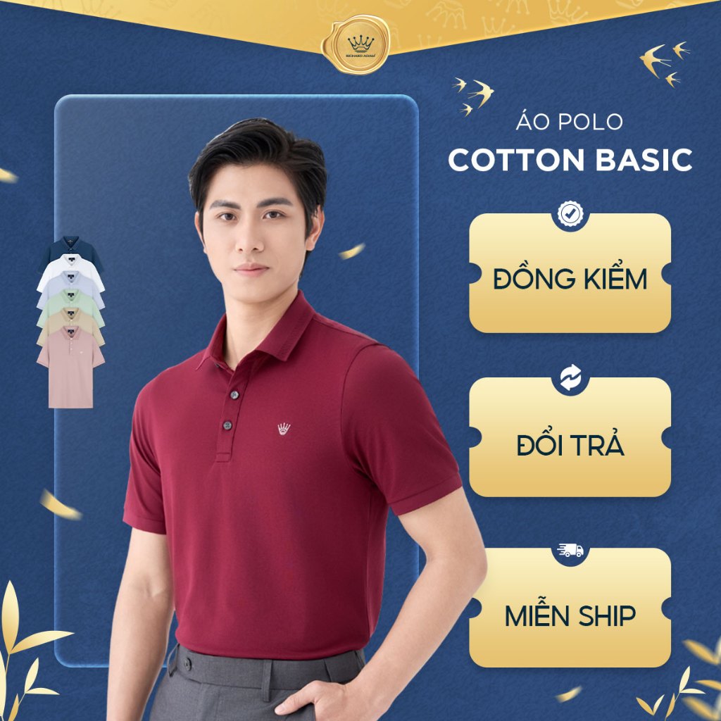 Áo Polo Nam Basic Richard Adam Vải Cotton Mềm, Thoáng Mát, Co Giãn Tốt, Phom Regular PL010621