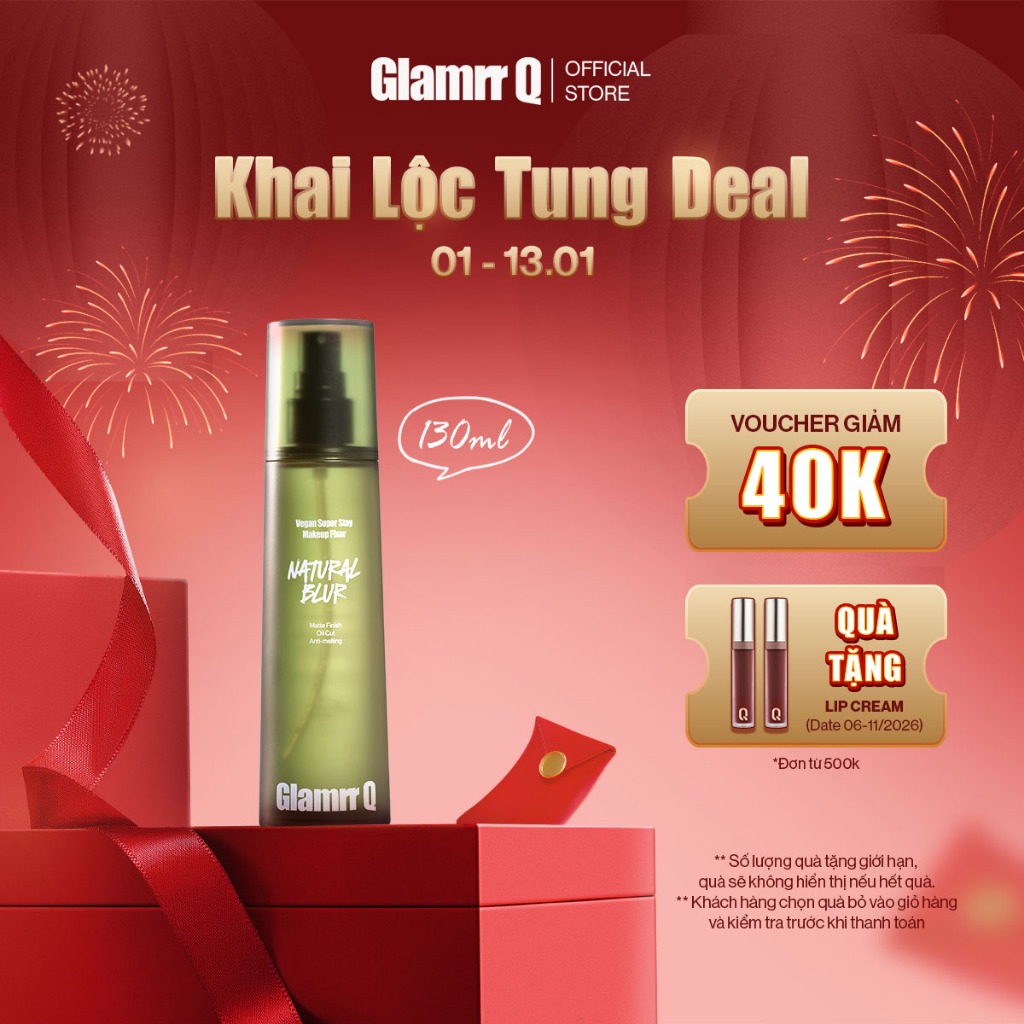   DEAL LỘC ĐẦU NĂM  Xịt Khóa Nền Cố Định Glamrr Q Vegan Super Stay Makeup Fixer 