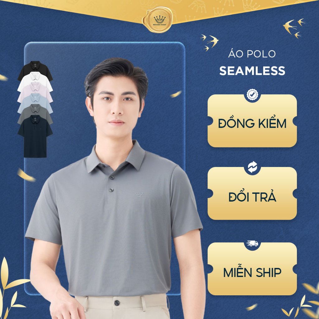 Áo Polo Nam Richard Adam Seamless Không Đường May, Vải Thun Lạnh Mềm Mại, Co Giãn Thoải Mái PL290624