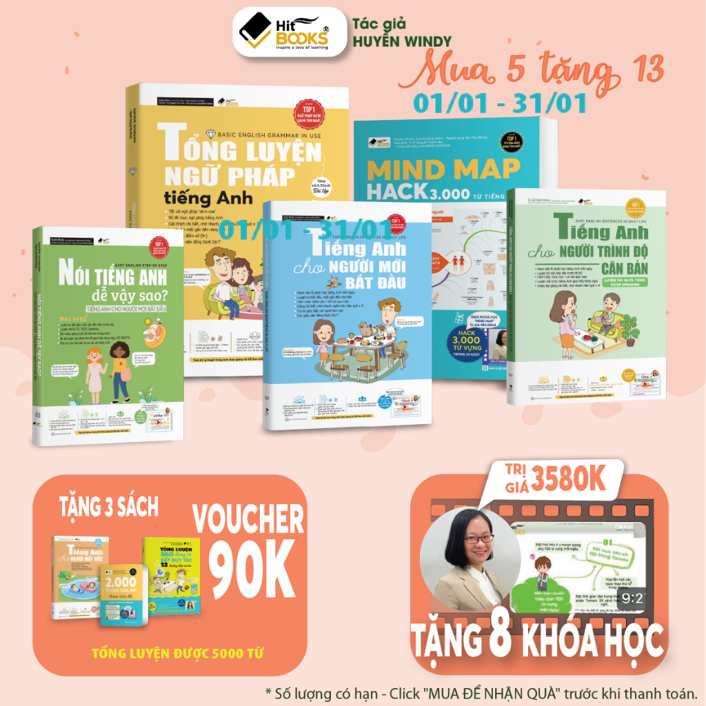 Sách Combo 7 cuốn  Tự học tiếng anh cho người mất gốc - Hitbooks