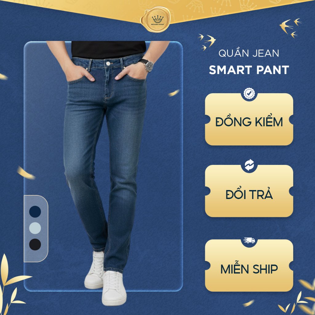 Quần Jeans Nam Richard Adam, Vải Denim Cao Cấp, Co Giãn, Thoáng Mát, Thấm Hút Tổt, Phom Regular QJ15