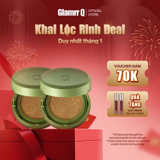  【COMBO TẶNG 02 QUÀ 02 Phấn Nước GLAMRR Q Vegan Super Glow Cover Cushion SPF50+ PA+++  1 Lõi X 15g x 2 hộp  