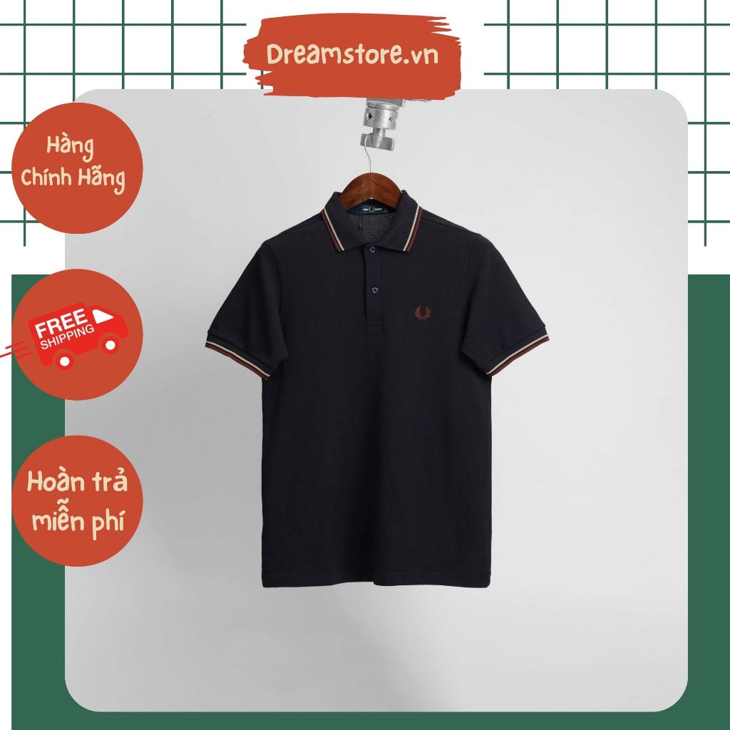Áo Polo Fred Perry Navy Viền Kem Hàng Chính Hãng | Dream Store