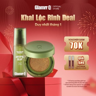  【COMBO TẶNG 02 QUÀ Combo Glamrr Q Cushion &  Xịt Khóa Nền Cố Định Glamrr Q Vegan Super Stay Makeup Fixer 50ml 