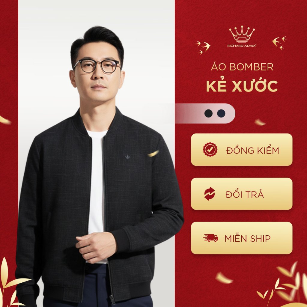 Áo Khoác Gió Bomber Cao Cấp Richard Adam, Thiết Kế Kẻ Xước, Chính Hãng, Mềm Mại, Thoải Mái, Phong Cá
