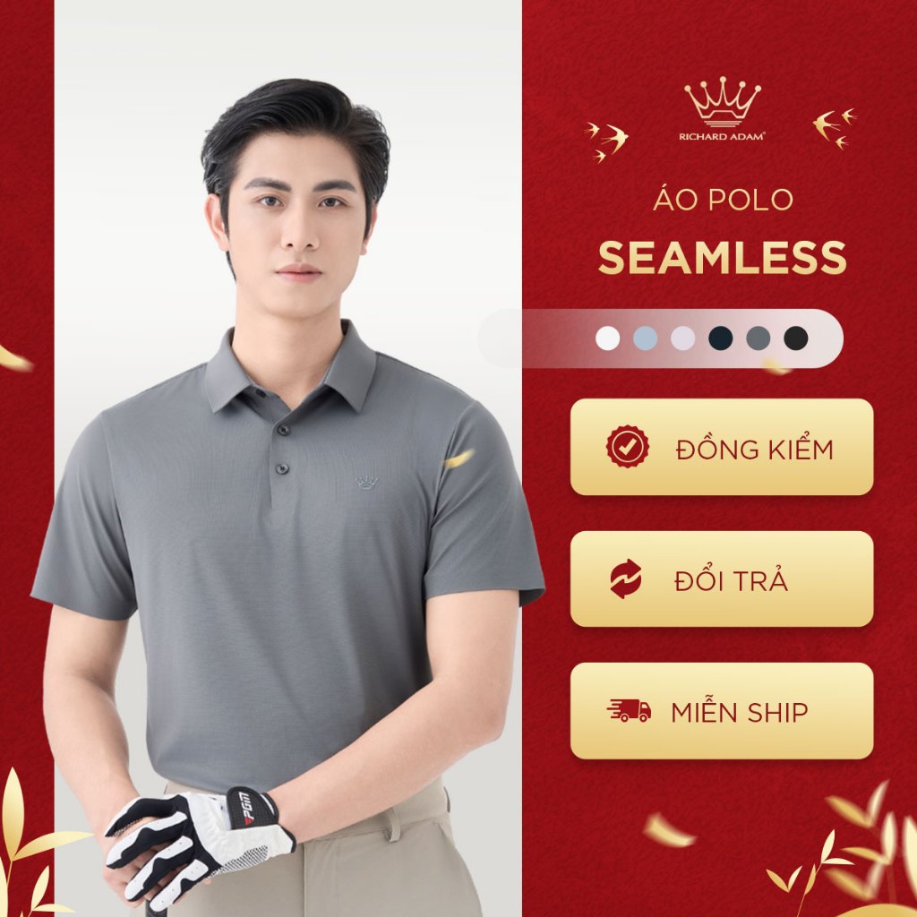Áo thun polo có cổ Richard Adam SEAMLESS cao cấp ngắn tay co dãn tốt bền màu thoáng khí - PL290624