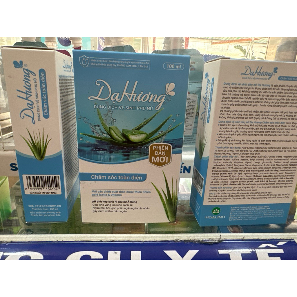 ✅[Mẫu mới]Dung dịch vệ sinh Dạ Hương Lô Hội xanh(chai 100ml)
