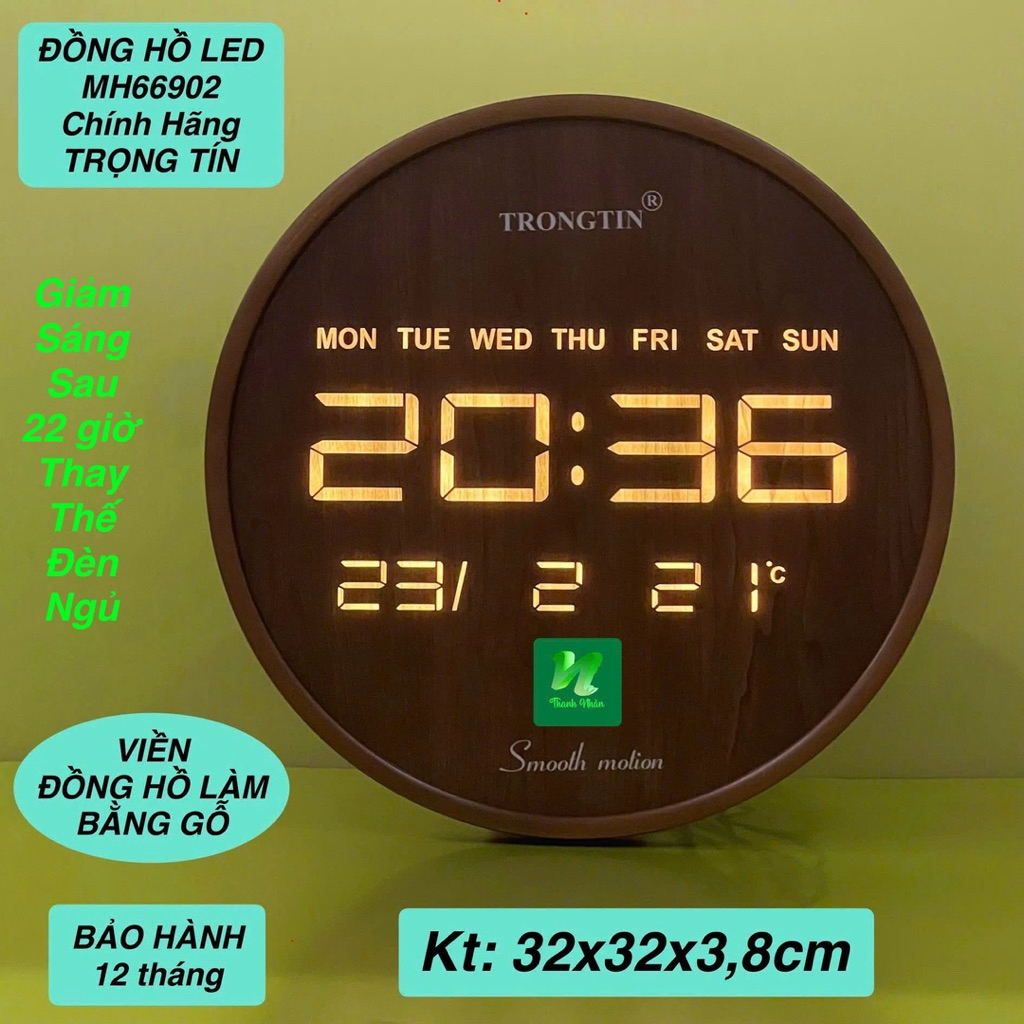 Đồng Hồ Led Lịch Dương MH66902 Chính Hãng TRỌNG TÍN. Đồng Hồ Treo Tường & Có Thể Để Bàn