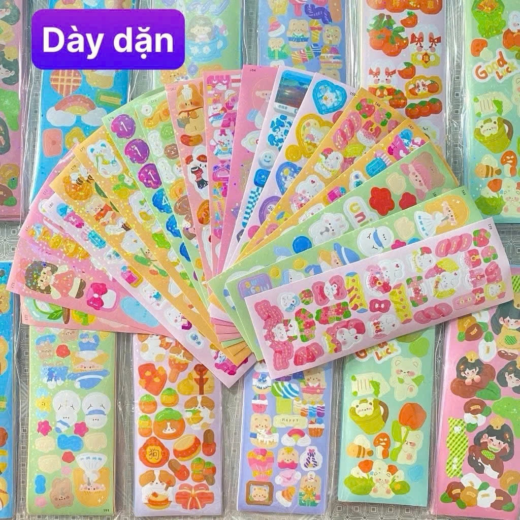 Set 200 Sticker tấm To 🌸Freeship🌸Sticker 13x4.5cm DIY lấp lánh trang trí vở, sổ tay