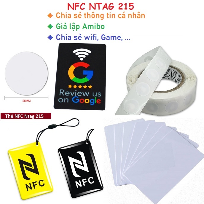 Thẻ Từ NFC NTAG216 Thẻ Thông Minh Lưu Trữ Thông Tin (Dùng làm smart card visit hoặc thẻ Amiibo dùng 