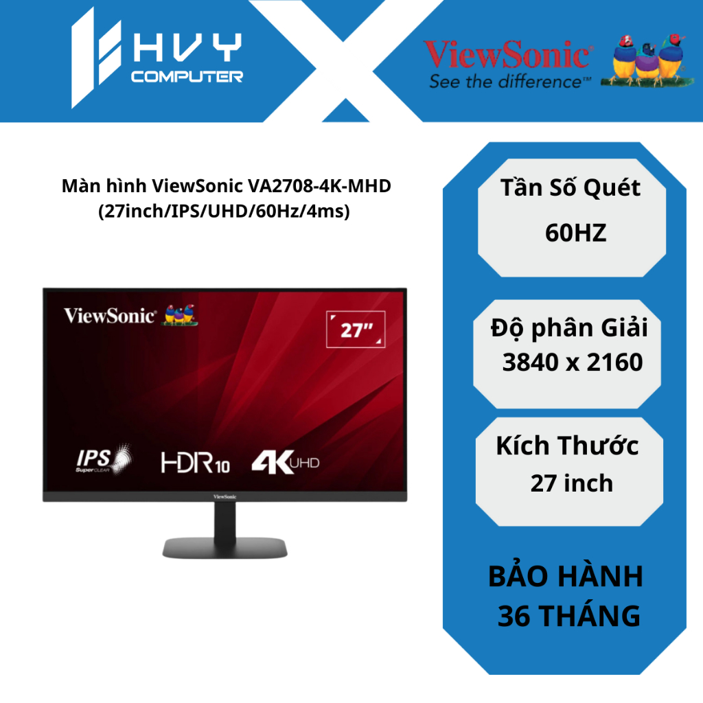 Màn hình ViewSonic VA2708-4K-MHD (27inch/IPS/UHD/60Hz/4ms) - Bảo hành 3 năm