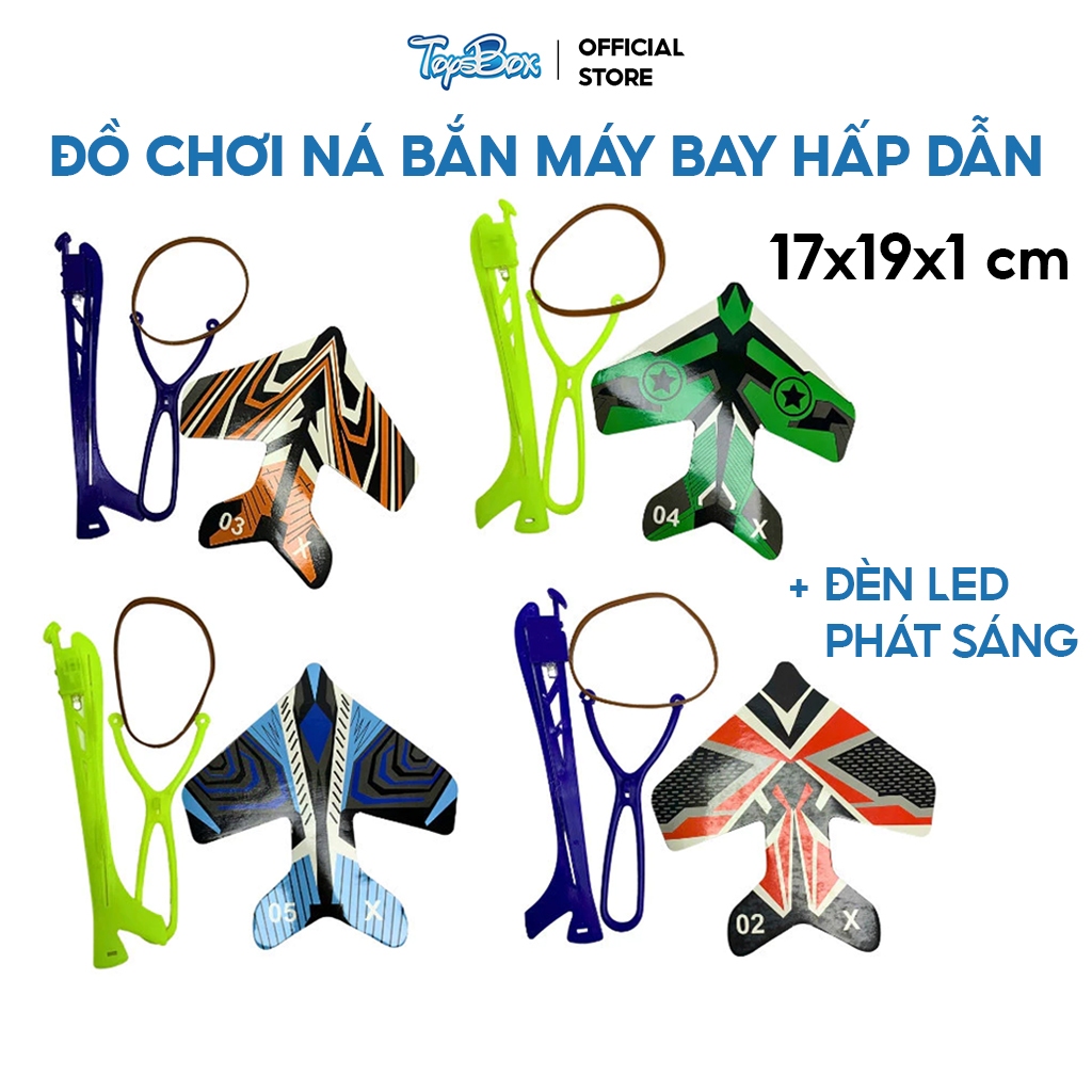 Đồ chơi ná bắn máy bay phát sáng loại lớn, nỏ bắn máy bay chong chóng cho bé