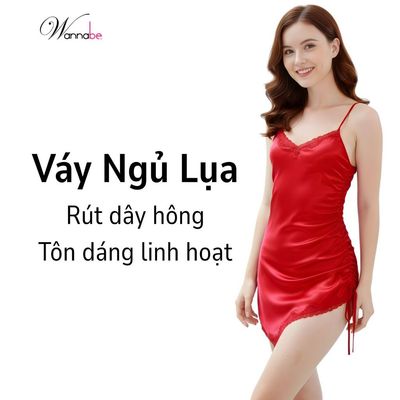Đầm ngủ WANNABE váy ngủ 2 dây ren lượn sóng dây rút nhúng 1 bên hông khoe chân dài gợi cảm DNS57