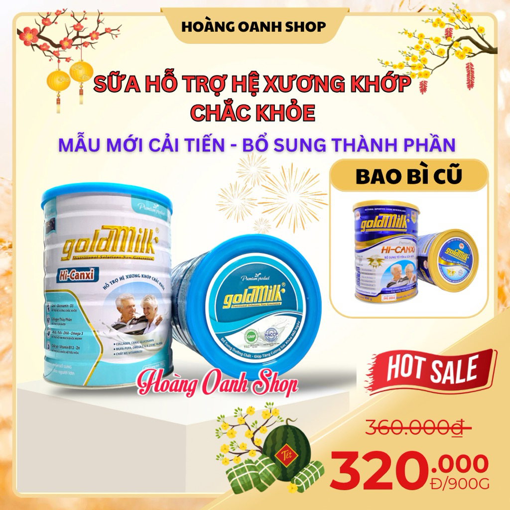 SỮA CHO NGƯỜI GIÀ Goldmilk Hi Canxi Ngăn ngừa Loãng Xương  Gold Milk Hi Canxi 900g