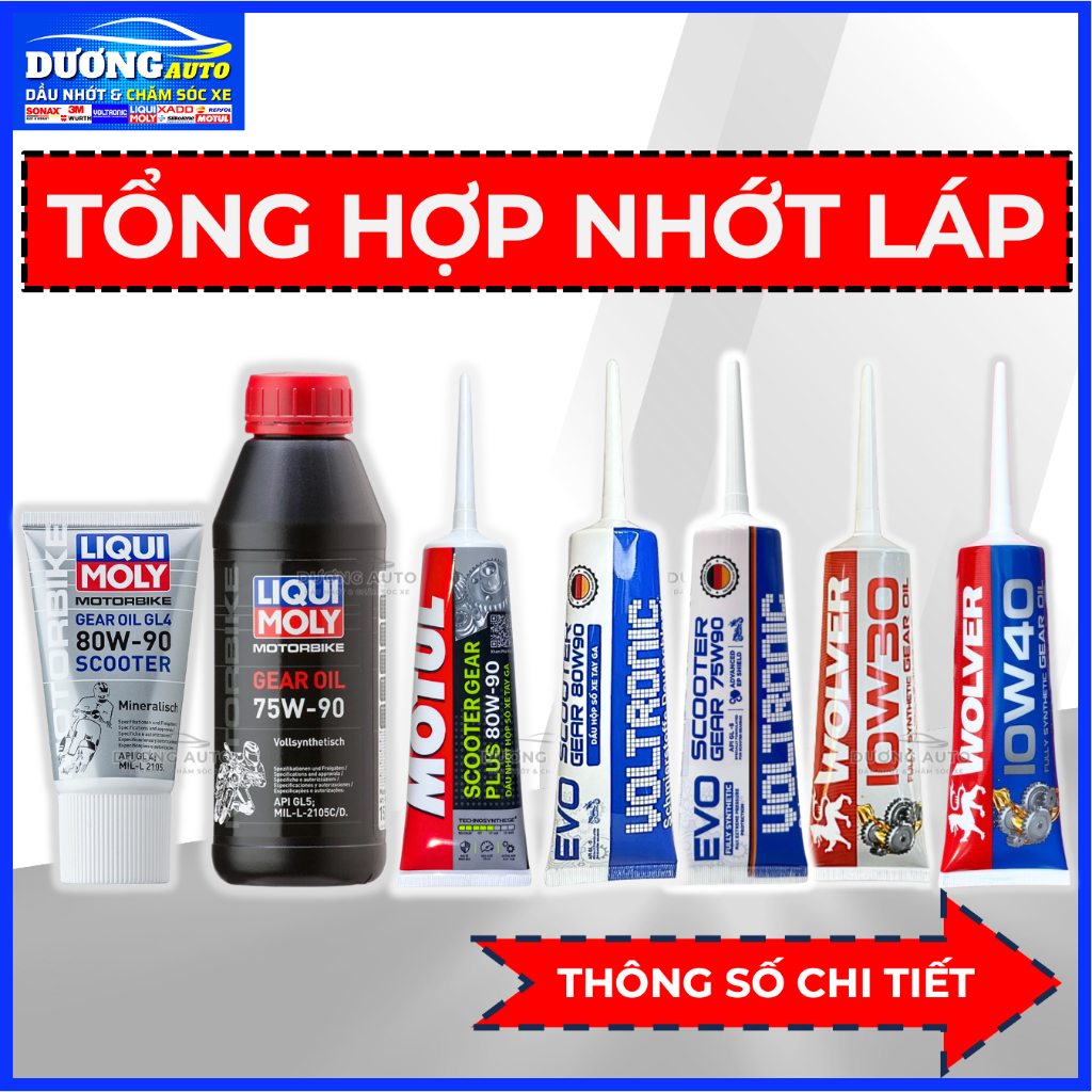Tổng hợp nhớt láp các loại, Nhớt láp Motul 80w90, Voltronic 80w90, Liqui 80w90 & Liqui 75w90 500ml, 