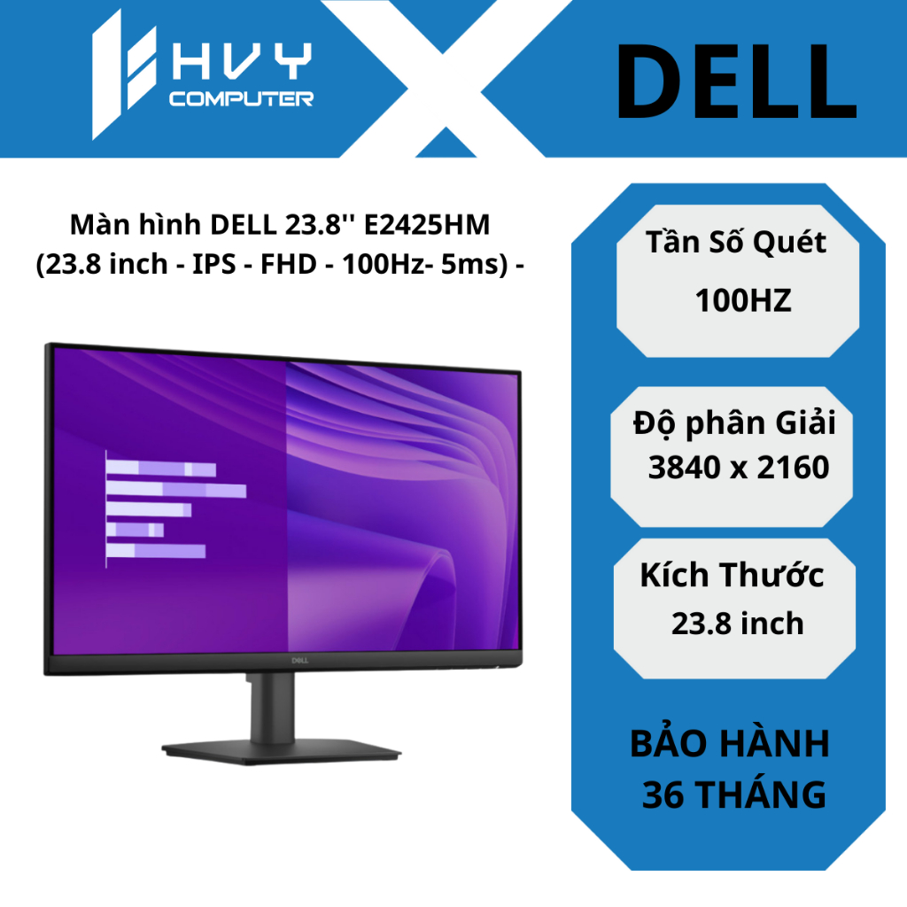 Màn hình DELL 23.8'' E2425HM (23.8 inch - IPS - FHD - 100Hz- 5ms) - Hàng chính hãng