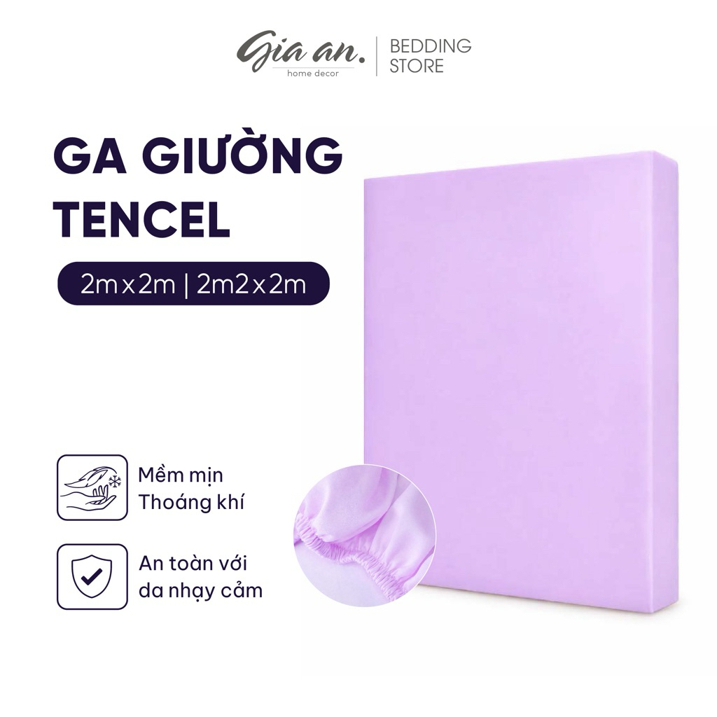 [Hỏa tốc] Ga giường lụa Tencel 60s GIA AN HOME DECOR size 2mx2m và 2m2x2m ga trải giường màu trơn bo
