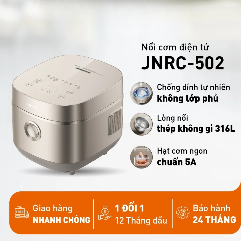 Nồi cơm điện tử lòng nồi inox 316 Joyoung JNRC-502 chống dính tự nhiên, dung tích 5L, 860W - BH Chín