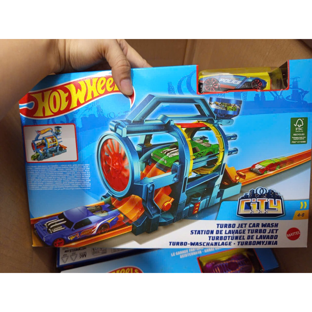 Đồ chơi Hot Wheels Rửa Xe Xoáy Trục Turbo jet car wash