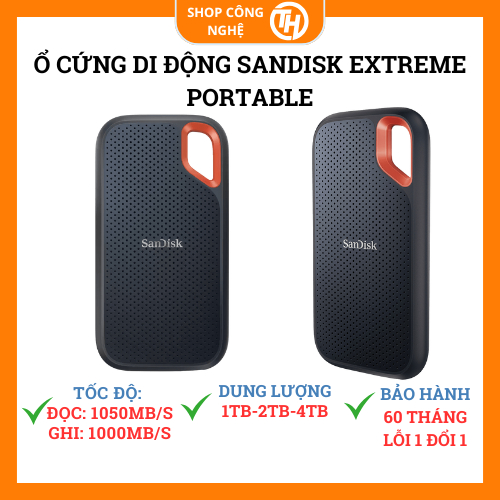 Ổ cứng di động Portable SSD SanDisk Extreme V2 E61 USB 3.2 Gen 2 1TB / 2TB bảo hành 60 tháng