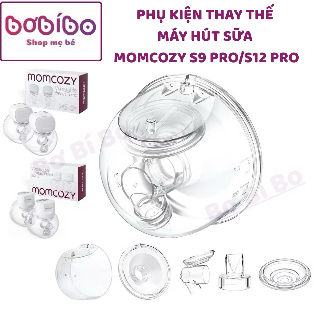 Phụ kiện máy hút sữa điện rảnh tay Momcozy S9/S12 Pro- Cổ nối/ Van chân không/ Màng silicone/ Phễu h