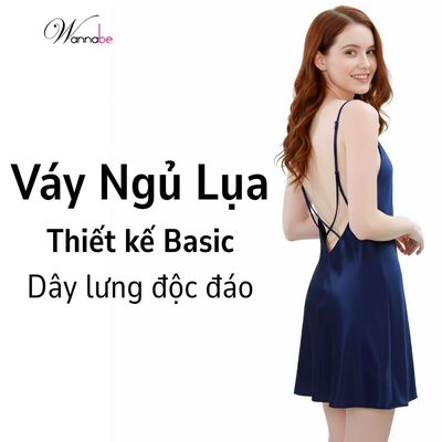 Đầm ngủ WANNABE váy ngủ lụa 2 dây cut-out lưng trang trí 4 dây chữ M khoe eo quyến rũ gợi cảm DNS50S
