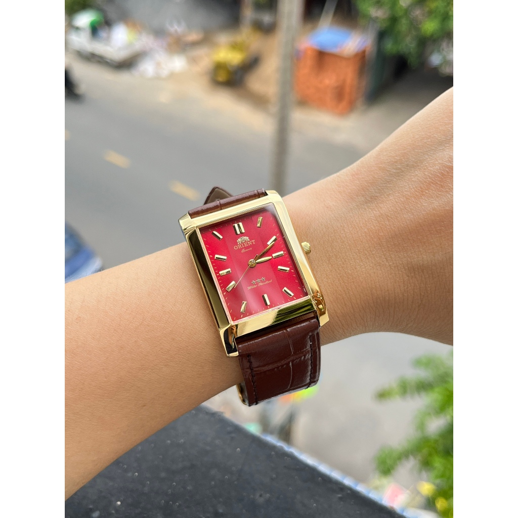 Đồng Hồ Orient nam Dây Da nâu Mặt Vuông, Kính sapphire, bảo hành máy 12 tháng
