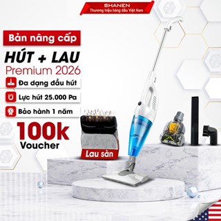 Máy hút bụi lau sàn nhà cầm tay đa năng SHANEN, Hút nệm giường, sofa, sàn nhà, ngõ ngách, BH 12th